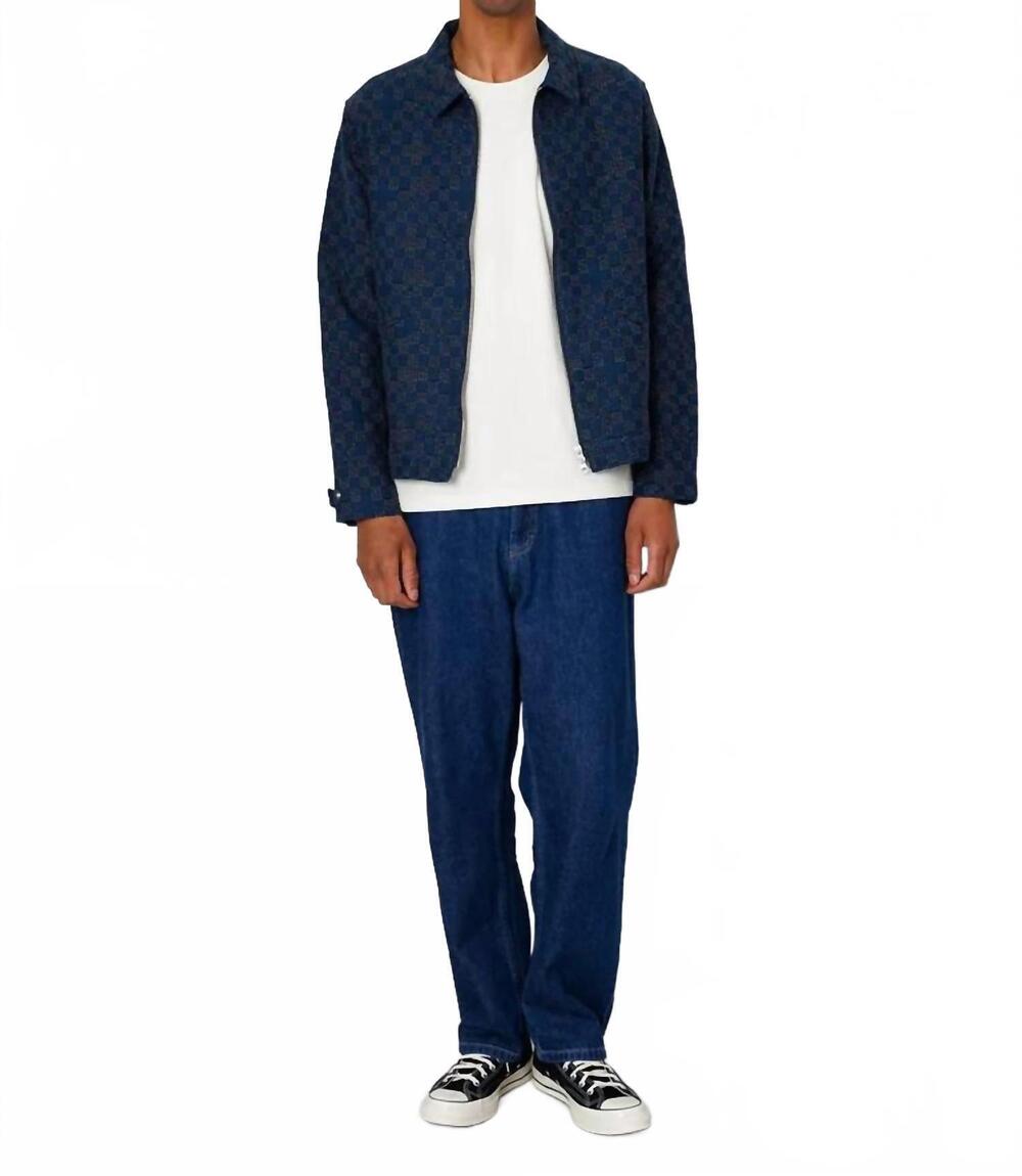 NEW FOLK signal mix checkerboard blouson jacket in indigo